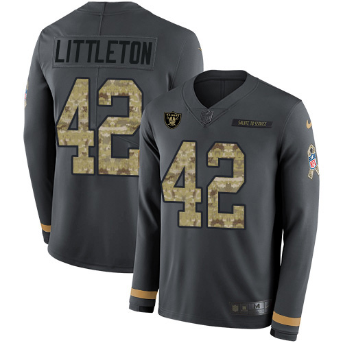Las Vegas Raiders #42 Cory Littleton Anthracite Salute to Service Youth Stitched Limited Therma Long Sleeve Jersey Youth cheap jerseys for sale - CheapJerseys.Shop
