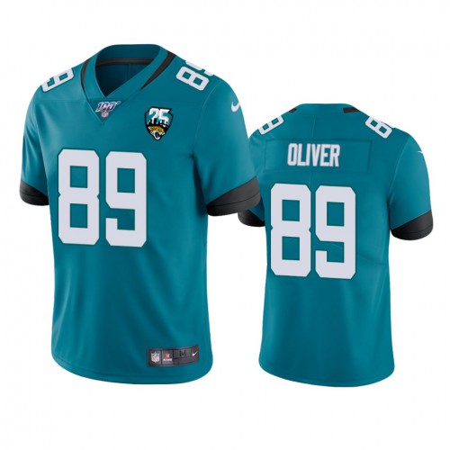 Jacksonville Jaguars #89 Josh Oliver Teal 25th Anniversary Vapor Limited Stitched 100th Season Jersey Men's cheap jerseys for sale - CheapJerseys.Shop