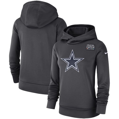 Women's Dallas Cowboys Anthracite Crucial Catch Performance Pullover Hoodie cheap jerseys for sale - CheapJerseys.Shop