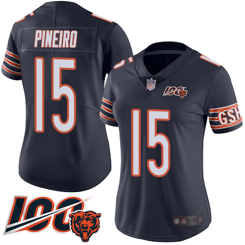 Chicago Bears #15 Eddy Pineiro Navy Blue Team Color Women's Stitched 100th Season Vapor Limited Jersey Womens cheap jerseys for sale - CheapJerseys.Shop