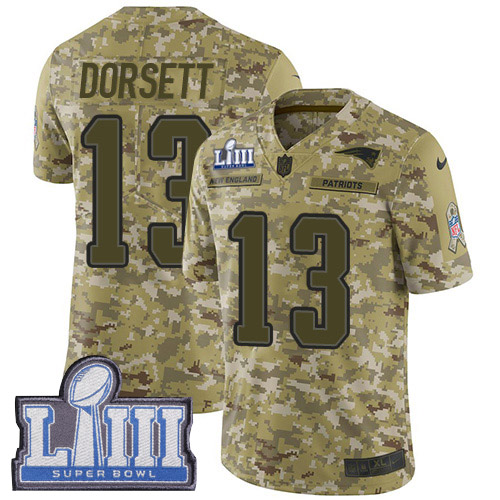 New England Patriots #13 Phillip Dorsett Camo Super Bowl LIII Bound Youth Stitched Limited 2018 Salute to Service Jersey Youth cheap jerseys for sale - CheapJerseys.Shop