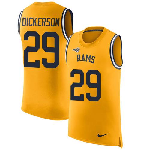 Rams #29 Eric Dickerson Gold Men's Stitched Limited Rush Tank Top Jersey cheap jerseys for sale - CheapJerseys.Shop