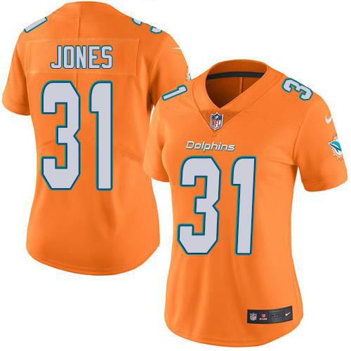 Miami Dolphins #31 Byron Jones Orange Women's Stitched Limited Rush Jersey Womens cheap jerseys for sale - CheapJerseys.Shop