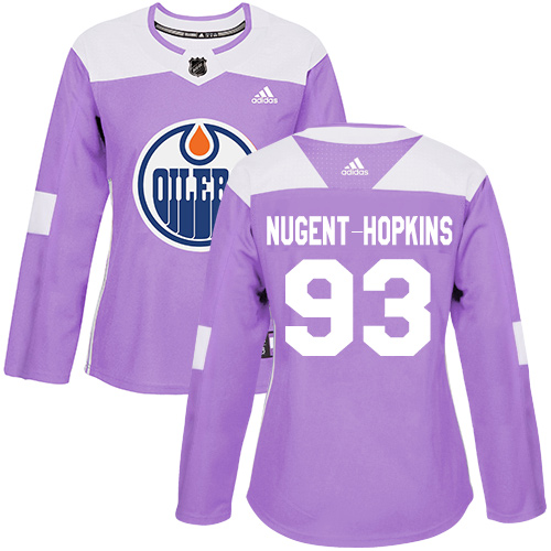 Edmonton Oilers #93 Ryan Nugent-Hopkins Purple Authentic Fights Cancer Women's Stitched Jersey Womens cheap jerseys for sale - CheapJerseys.Shop
