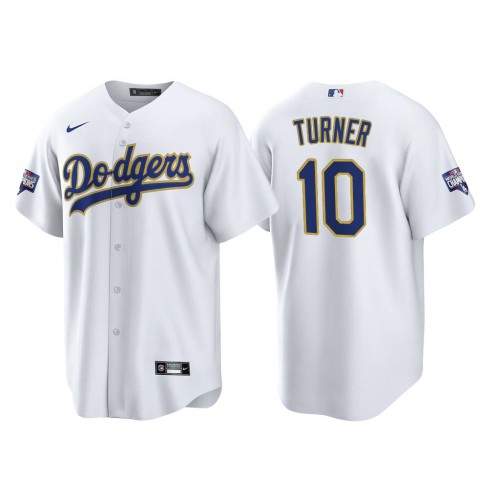 Los Angeles Los Angeles Dodgers #10 Justin Turner Men's 2021 Gold Program World Series Champions Jersey Whtie Men's cheap jerseys for sale - CheapJerseys.Shop