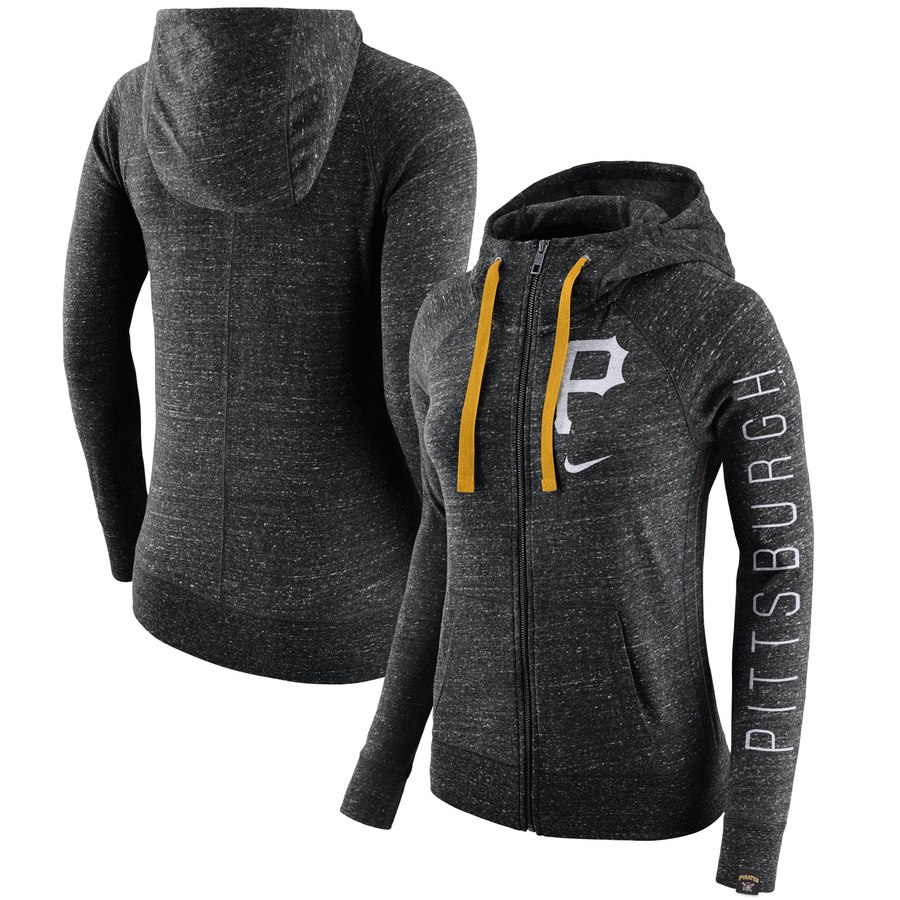 Pittsburgh Pirates Women's Vintage Full-Zip Hoodie Heather Black cheap jerseys for sale - CheapJerseys.Shop