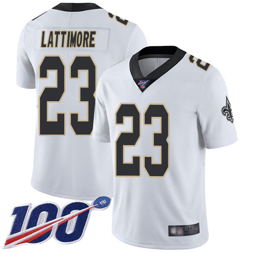 New Orleans Saints #23 Marshon Lattimore White Men's Stitched 100th Season Vapor Limited Jersey Men's cheap jerseys for sale - CheapJerseys.Shop
