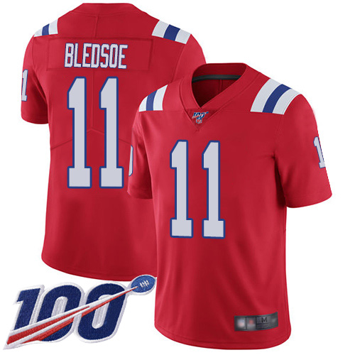 New England Patriots #11 Drew Bledsoe Red Alternate Men's Stitched 100th Season Vapor Limited Jersey Men's cheap jerseys for sale - CheapJerseys.Shop