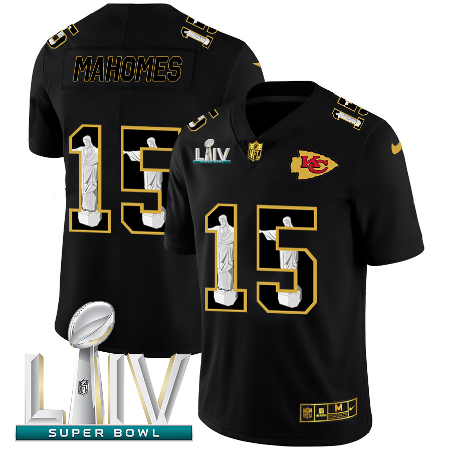 Kansas City Chiefs #15 Patrick Mahomes Carbon Black Super Bowl LIV 2020 Vapor Cristo Redentor Limited Jersey cheap jerseys for sale - CheapJerseys.Shop