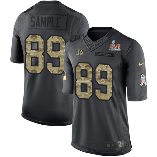 Cincinnati Bengals #89 Drew Sample Black Team Color Super Bowl LVI Patch Men's Stitched Limited Therma Long Sleeve Jersey Men's cheap jerseys for sale - CheapJerseys.Shop