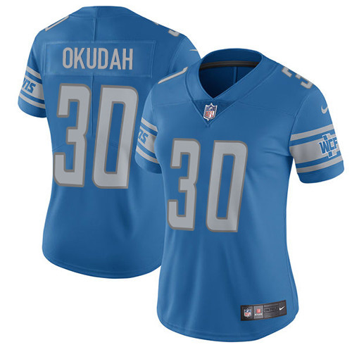 Detroit Lions #30 Jeff Okudah Blue Team Color Women's Stitched Vapor Untouchable Limited Jersey Womens cheap jerseys for sale - CheapJerseys.Shop