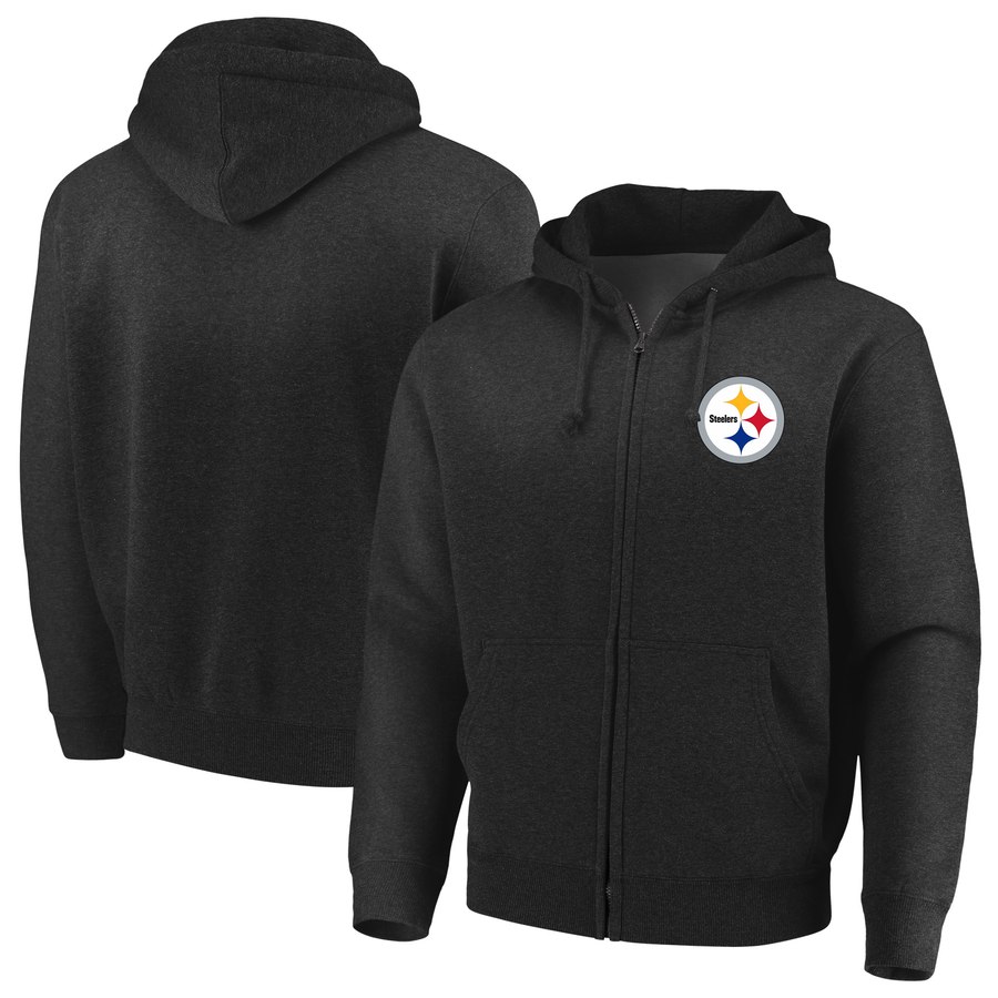 Pittsburgh Steelers Majestic Cap Logo Full-Zip Hoodie Black cheap jerseys for sale - CheapJerseys.Shop