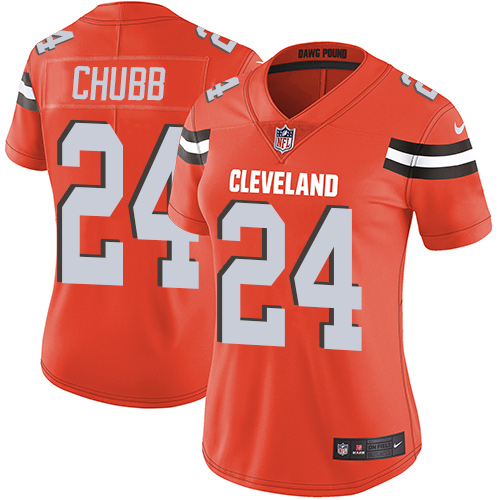 Browns #24 Nick Chubb Orange Alternate Women's Stitched Vapor Untouchable Limited Jersey cheap jerseys for sale - CheapJerseys.Shop