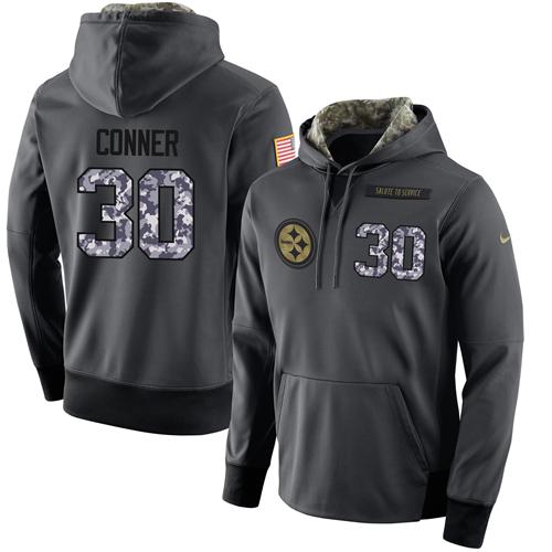 Men's Pittsburgh Steelers #30 James Conner Stitched Black Anthracite Salute To Service Player Performance Hoodie cheap jerseys for sale - CheapJerseys.Shop