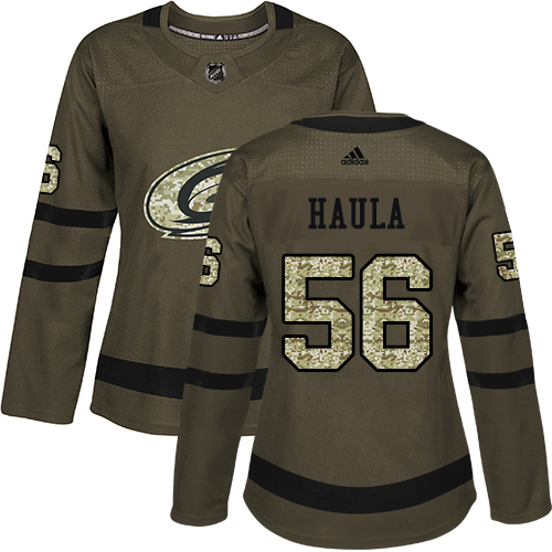 Carolina Hurricanes #56 Erik Haula Green Salute to Service Women's Stitched Jersey Womens cheap jerseys for sale - CheapJerseys.Shop