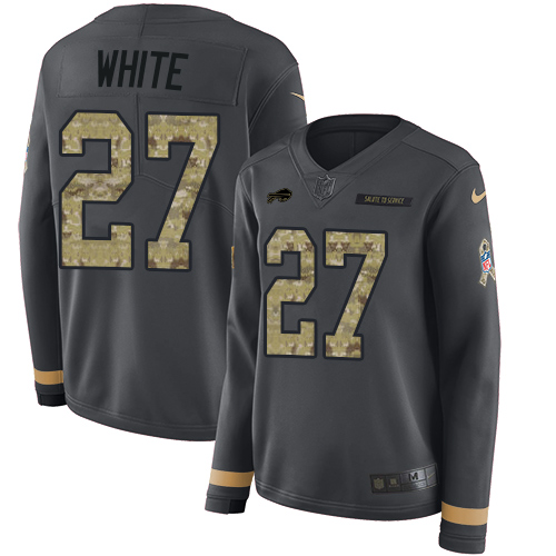 Bills #27 Tre'Davious White Anthracite Salute To Service Women's Stitched Limited Therma Long Sleeve Jersey cheap jerseys for sale - CheapJerseys.Shop