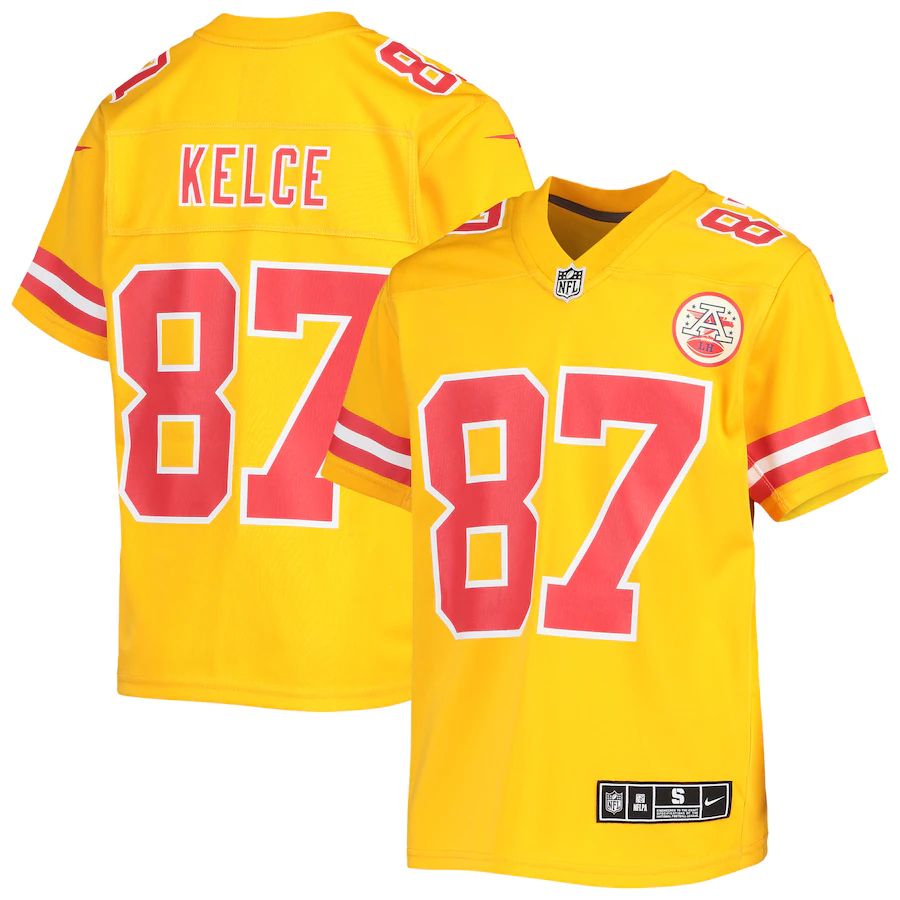 Kansas City Chiefs #87 Travis Kelce Youth Gold Inverted Team Game Jersey cheap jerseys for sale - CheapJerseys.Shop