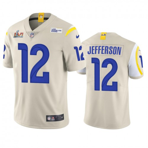 Los Angeles Los Angeles Rams #12 Van Jefferson Men's Super Bowl LVI Patch Vapor Limited Jersey - Bone Men's cheap jerseys for sale - CheapJerseys.Shop