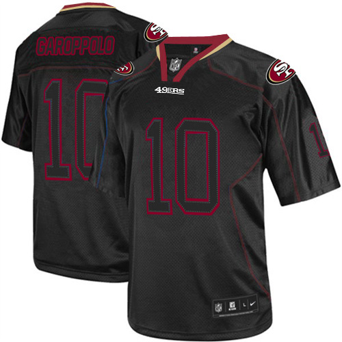 49ers #10 Jimmy Garoppolo Lights Out Black Men's Stitched Elite Jersey cheap jerseys for sale - CheapJerseys.Shop