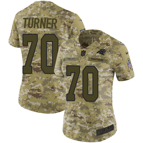 Carolina Panthers #70 Trai Turner Camo Women's Stitched Limited 2018 Salute to Service Jersey Womens cheap jerseys for sale - CheapJerseys.Shop