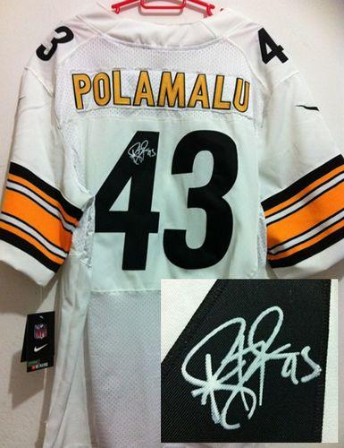 Steelers #43 Troy Polamalu White Men's Stitched Elite Autographed Jersey cheap jerseys for sale - CheapJerseys.Shop