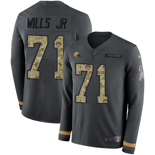 Cleveland Browns #71 Jedrick Wills JR Anthracite Salute to Service Youth Stitched Limited Therma Long Sleeve Jersey Youth cheap jerseys for sale - CheapJerseys.Shop