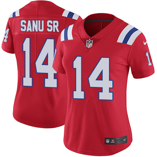 New England Patriots #14 Mohamed Sanu Sr Red Alternate Women's Stitched Vapor Untouchable Limited Jersey Womens cheap jerseys for sale - CheapJerseys.Shop