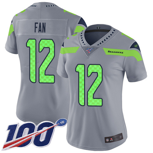 Seahawks #12 Fan Silver Women's Stitched Limited Inverted Legend 100th Season Jersey cheap jerseys for sale - CheapJerseys.Shop