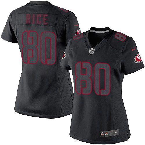 49ers #80 Jerry Rice Black Impact Women's Stitched Limited Jersey cheap jerseys for sale - CheapJerseys.Shop