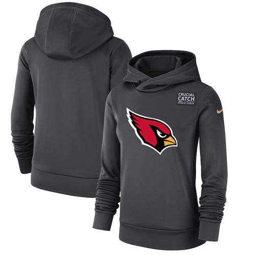 Women's Arizona Cardinals Anthracite Crucial Catch Performance Pullover Hoodie cheap jerseys for sale - CheapJerseys.Shop