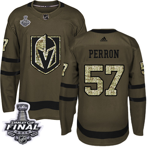 Golden Vegas Golden Knights #57 David Perron Green Salute to Service 2018 Stanley Cup Final Stitched Jersey Men's cheap jerseys for sale - CheapJerseys.Shop