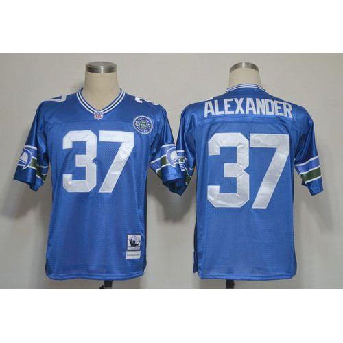 Mitchell And Ness Seattle Seahawks #37 Shaun Alexander Blue Stitched Throwback Jersey Men's cheap jerseys for sale - CheapJerseys.Shop