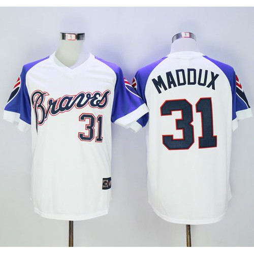 Mitchell And Ness 1973 Atlanta Braves #31 Greg Maddux White Throwback Stitched Jersey Men's cheap jerseys for sale - CheapJerseys.Shop
