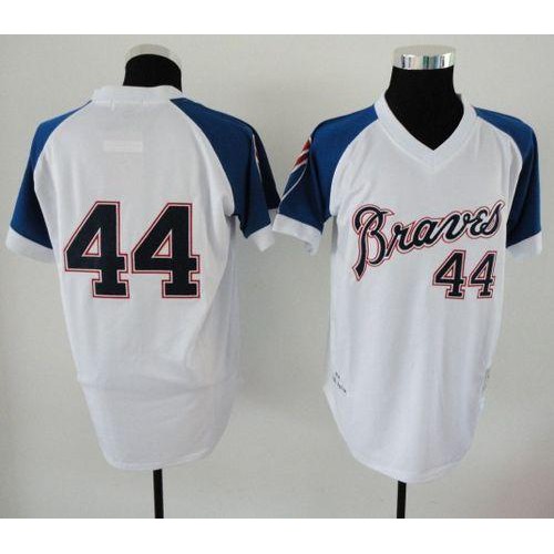 Mitchell And Ness 1974 Atlanta Braves #44 Hank Aaron White Throwback Stitched Jersey Men's cheap jerseys for sale - CheapJerseys.Shop