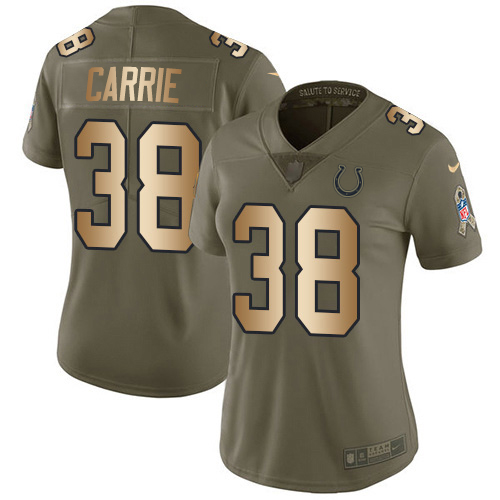 Indianapolis Colts #38 T.J. Carrie Olive/Gold Women's Stitched Limited 2017 Salute To Service Jersey Womens cheap jerseys for sale - CheapJerseys.Shop