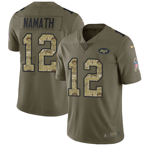 Jets #12 Joe Namath Olive/Camo Men's Stitched Limited 2017 Salute To Service Jersey cheap jerseys for sale - CheapJerseys.Shop