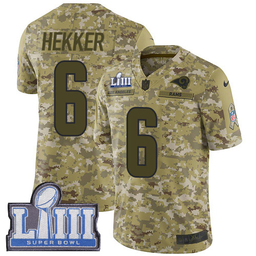 Los Angeles Rams #6 Johnny Hekker Camo Super Bowl LIII Bound Men's Stitched Limited 2018 Salute To Service Jersey Men's cheap jerseys for sale - CheapJerseys.Shop