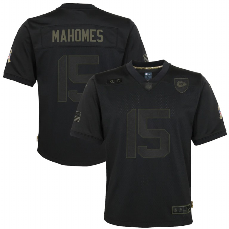 Kansas City Chiefs #15 Patrick Mahomes Youth 2020 Salute To Service Game Jersey Black cheap jerseys for sale - CheapJerseys.Shop