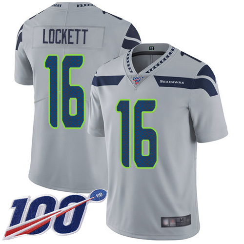 Seahawks #16 Tyler Lockett Grey Alternate Men's Stitched 100th Season Vapor Limited Jersey cheap jerseys for sale - CheapJerseys.Shop