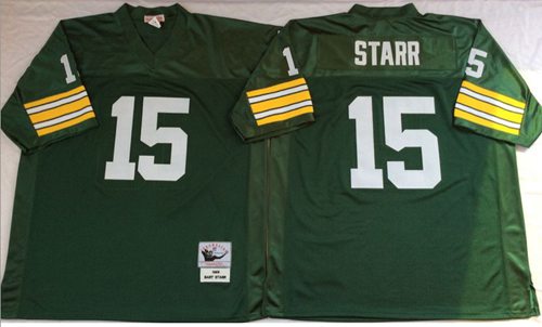 Mitchell And Ness 1969 Packers #15 Bart Starr Green Throwback Stitched Jersey cheap jerseys for sale - CheapJerseys.Shop