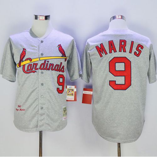 Mitchell And Ness 1967 St.Louis Cardinals #9 Roger Maris Grey Throwback Stitched Jersey Men's cheap jerseys for sale - CheapJerseys.Shop