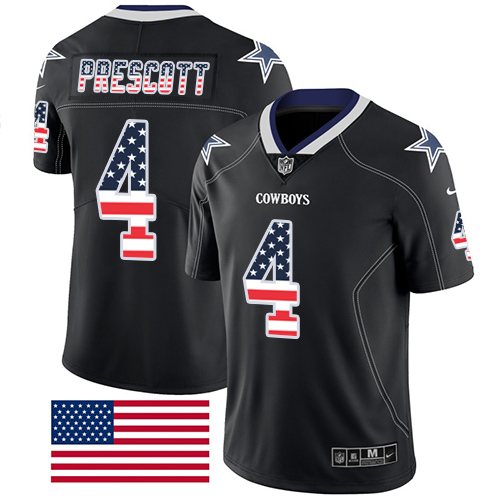 Cowboys #4 Dak Prescott Black Men's Stitched Limited Rush USA Flag Jersey cheap jerseys for sale - CheapJerseys.Shop
