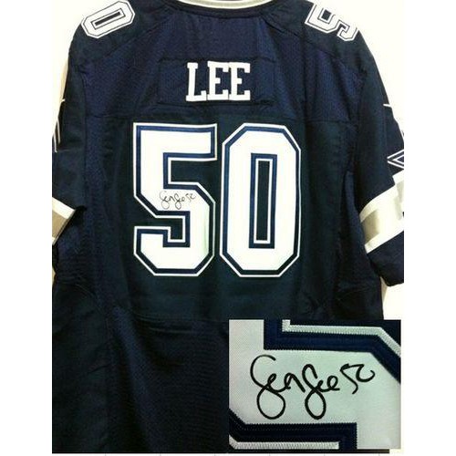 Dallas Cowboys #50 Sean Lee Navy Blue Team Color Men's Stitched Elite Autographed Jersey Men's cheap jerseys for sale - CheapJerseys.Shop