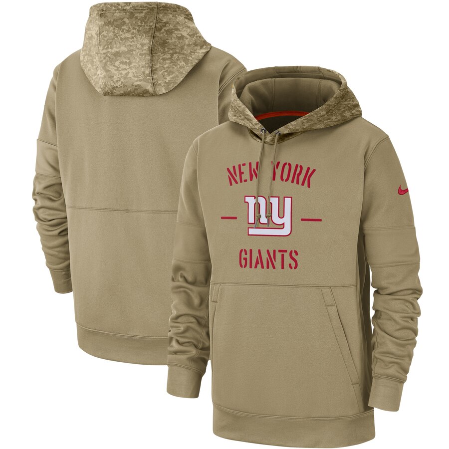 Men's New York Giants Tan 2019 Salute To Service Sideline Therma Pullover Hoodie cheap jerseys for sale - CheapJerseys.Shop