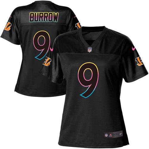Bengals #9 Joe Burrow Black Women's Fashion Game Jersey cheap jerseys for sale - CheapJerseys.Shop