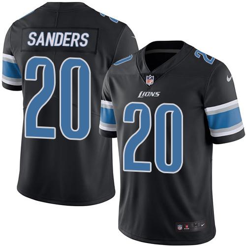 Lions #20 Barry Sanders Black Men's Stitched Limited Rush Jersey cheap jerseys for sale - CheapJerseys.Shop
