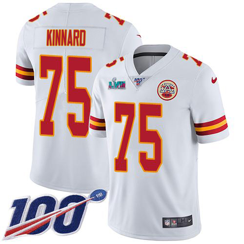 Chiefs #75 Darian Kinnard White Super Bowl LVII Patch Youth Stitched 100th Season Vapor Limited Jersey cheap jerseys for sale - CheapJerseys.Shop