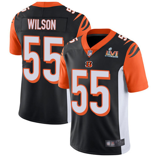Cincinnati Bengals #55 Logan Wilson Black Team Color Super Bowl LVI Patch Men's Stitched Vapor Untouchable Limited Jersey Men's cheap jerseys for sale - CheapJerseys.Shop
