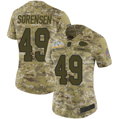 Kansas City Chiefs #49 Daniel Sorensen Camo Women's Super Bowl LV Bound Stitched Limited 2018 Salute To Service Jersey Womens cheap jerseys for sale - CheapJerseys.Shop