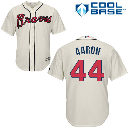Atlanta Braves #44 Hank Aaron Cream Cool Base Stitched Youth Jersey Youth cheap jerseys for sale - CheapJerseys.Shop